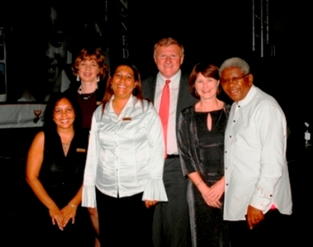 Click the image for a view of: From left to right: Yolande, Penny, Carmel, Rob, Di, Archbishop  (Missing: Thabisa, Phumza)